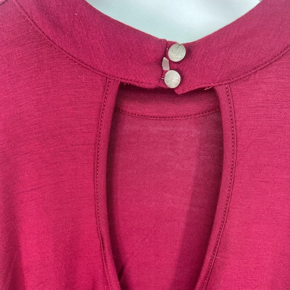 NWT Audrey 3+1 Wine Burgundy Long Sleeve Tunic Top Mini Dress M Medium - Picture 7 of 10